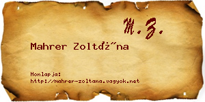 Mahrer Zoltána névjegykártya